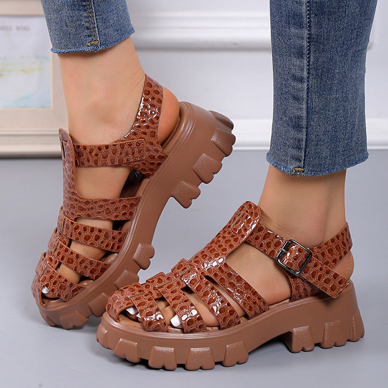 Wholesale PU Hollow Platform Sandals